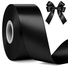 30 Yards 1 1/2 in Black Satin Ribbon for Gift Wrapping 1-1/2 inch,