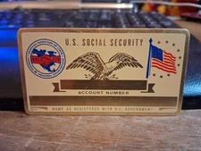 Vintage Perma Plate Brass Blank US Social Security ID Card Federation of Labor