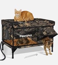 Cat House Large Insulated Outdoor - Heated Cat Enclosure with Escape Door