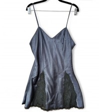 RARE Vintage Victoria  s Secret GOLD LABEL Black Lace Slip Dress Size MEDIUM