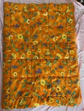 Polysoft Microfaser Bettdecke 125x185 cm Orange Blumen Retro 70er Vintage