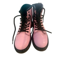 Dr Martens Kids Pink Patent Leather Lace Up Combat Boots Style Size Little Kid