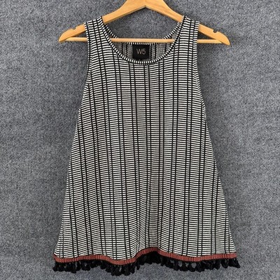 W5 Anthropologie Tank Top Womens Size Small Black White Sleeveless Stretch