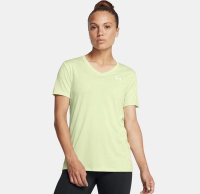 Under Armour Women's Tech Short Sleeve V Neck Shirt Light Green Size 2XL