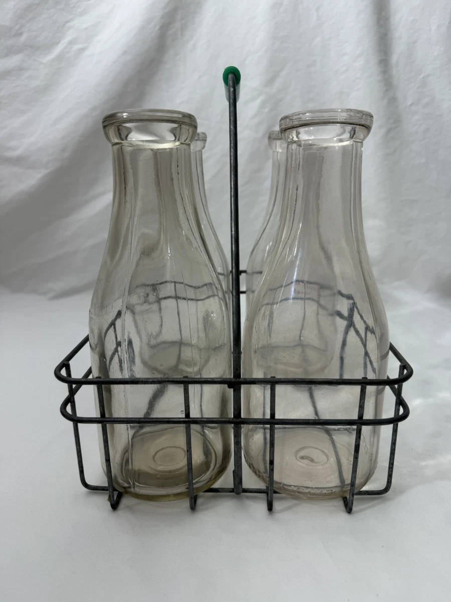 Vintage Metal Milk Bottle Carrier In Collectible Milk Bottles