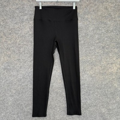 Carbone 38 Ribbed Legging Yoga Pants Womens Large 7/8 High Rise Black 24'' Inseam