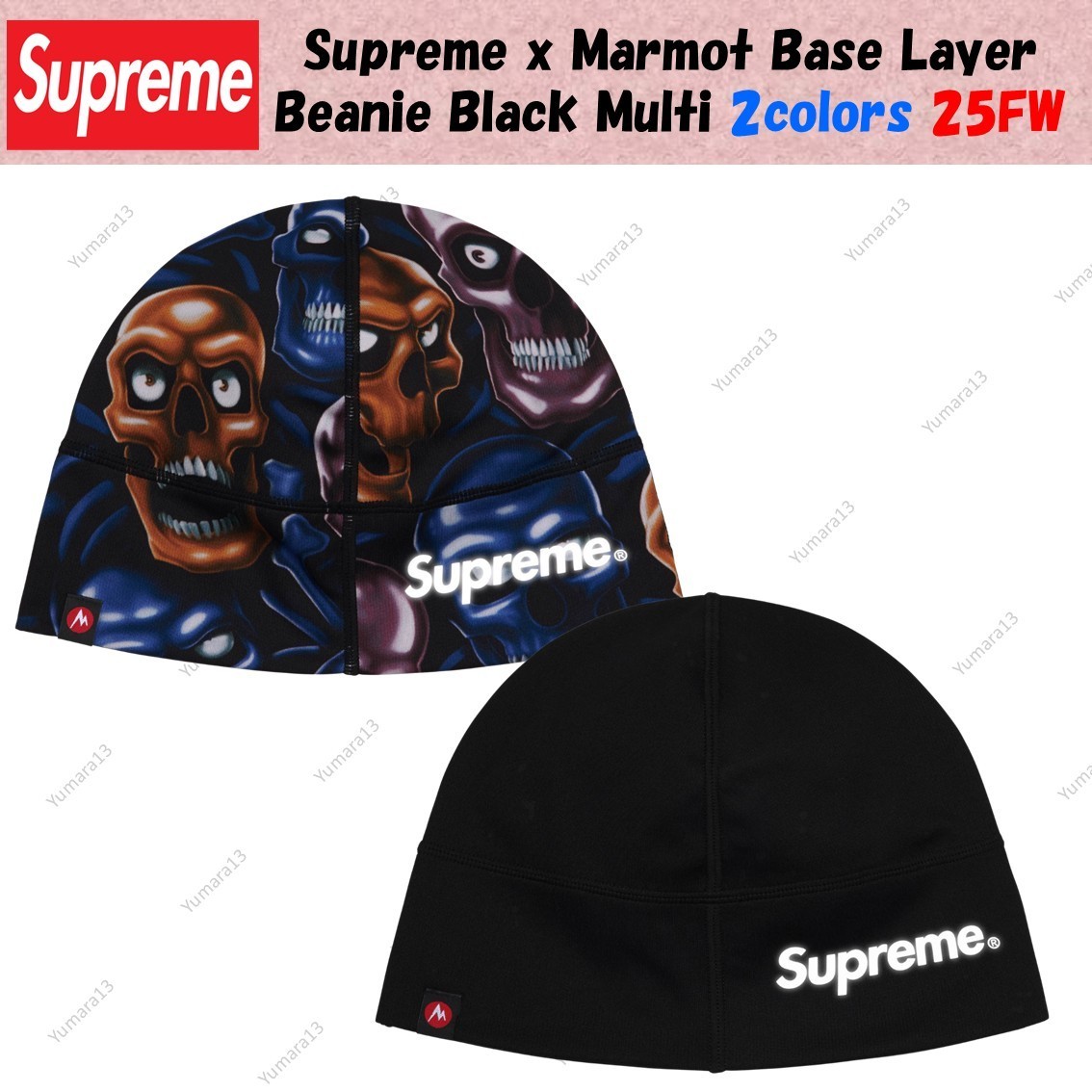 Supreme x Marmot Base Layer Beanie Black Multi 2colors 25FW | eBay