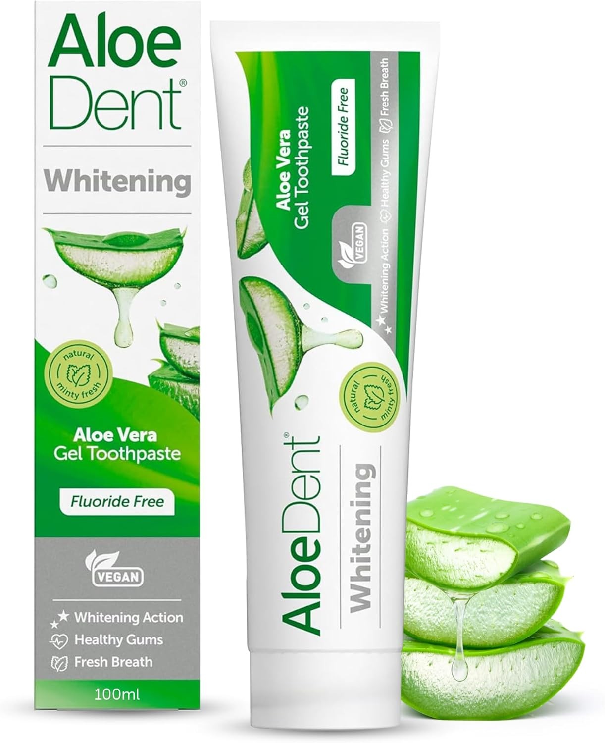 Aloe Dent Whitening Aloe Vera Toothpaste Fluoride Free, Natural Action, Vegan,