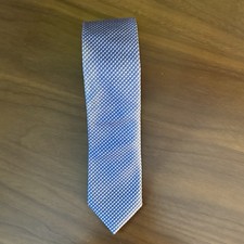 Corbata tejida Hugo Boss de seda granadina para hombre azul claro blanco negro Italia