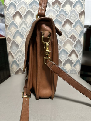 Coach Vintage Station Brown Leather Turn Lock Flap Satchel