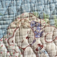 Vintage baby Quilt Pastel Blue Pink Nursery Theme Bear Baby-Flowers Cat 51"x39"