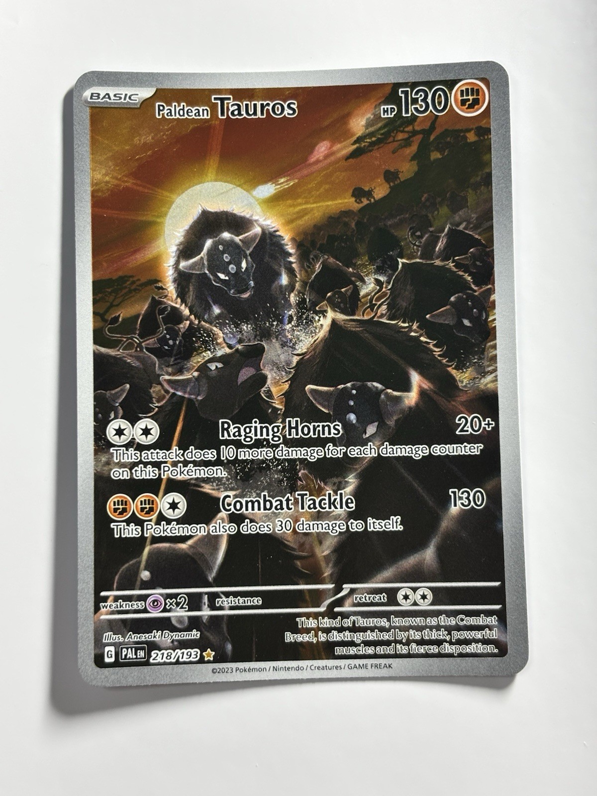 Pokemon Card Paldean Tauros 218/193 Paldea Evolved Illustration Rare NM
