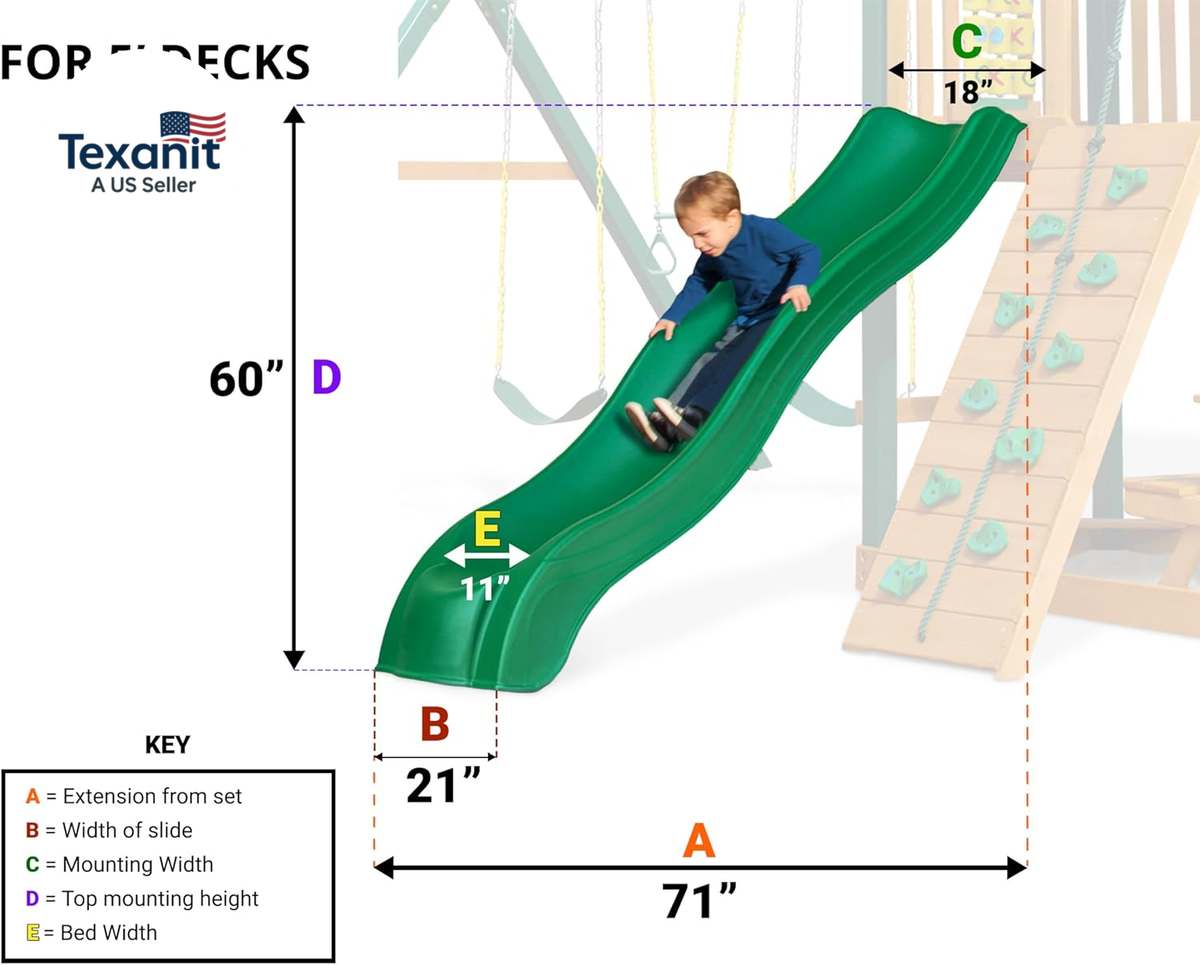 Ws 5032 Olympus Wave Slide 2Piece Plastic Slide for 5' Decks, Blue