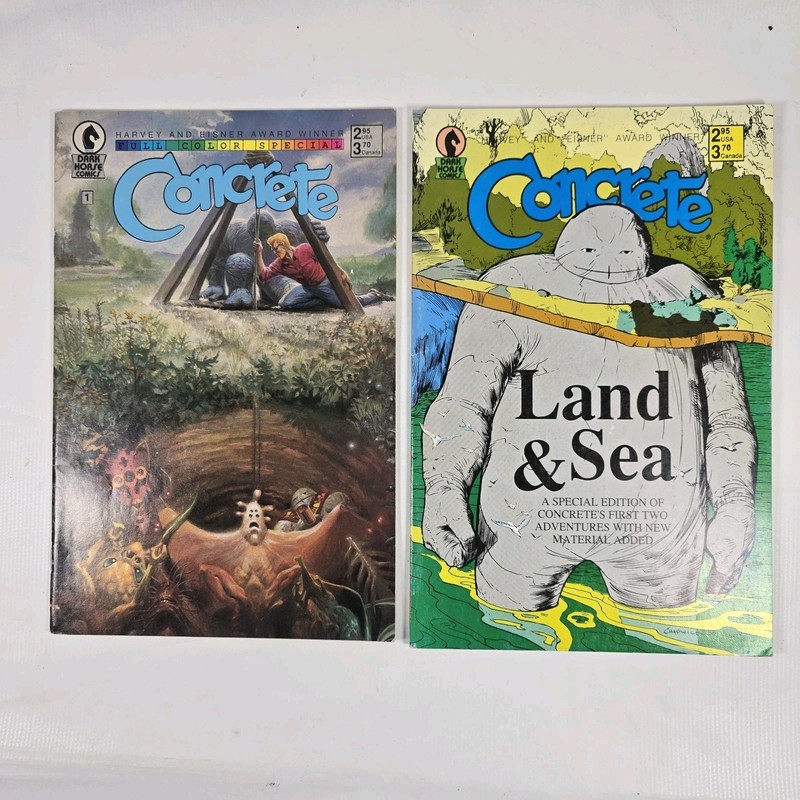 Concrete Color Special & Land & Sea Comic Book Bundle Lot 1989 Dark Horse