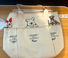 Winnie the Pooh Piglet  Tigger Canvas Tote Bag, Beige