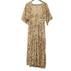 Anthropologie Hemant and Nandita Size Small Ivory Gold Floral Velvet Maxi Dress