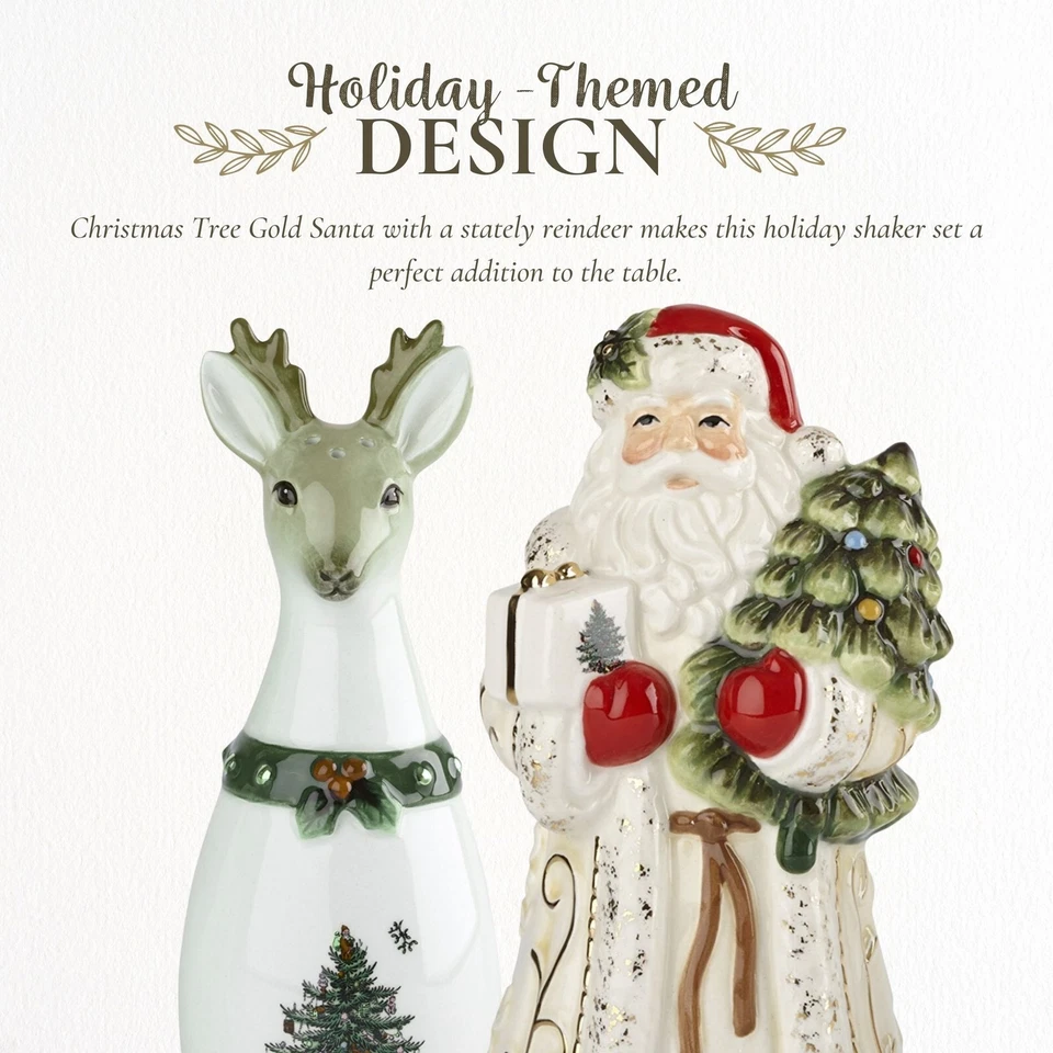 Spode Christmas Tree Santa & Reindeer Salt & Pepper Set - Image 3 of 4