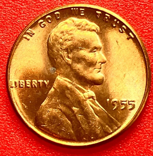 1955-P Lincoln Wheat Cent Penny GEM RED BU From an Original Bank Roll