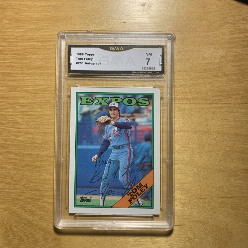 1988 Topps Tom Foley #251 Mont. Expos  Autograph GMA 7 NM #65228628