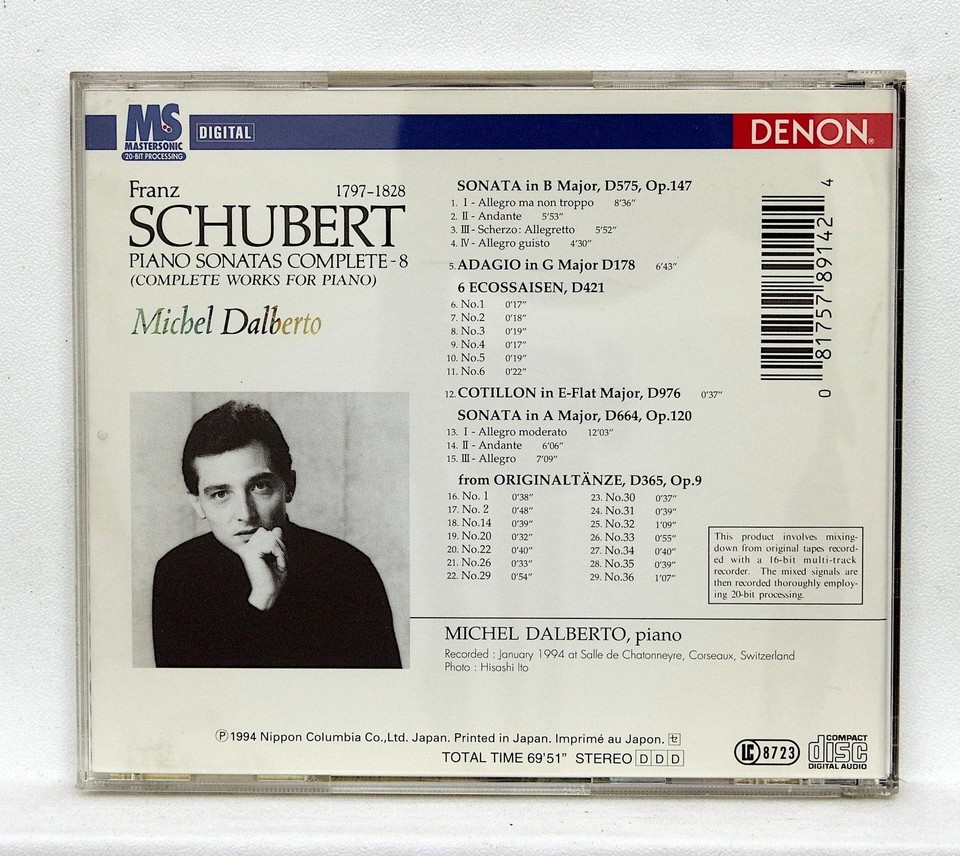 MICHEL DALBERTO ⸺ SCHUBERT piano sonatas vol.8 ⸺ DENON CD NM | eBay