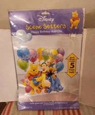 DISNEY Scene Setters POOH and Friends HAPPY BIRTHDAY Add On 5 Ft Tall 2 Pcs NEW