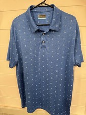 PGA Tour blue golf polo shirt short sleeve size XL golf ball and clubs pattern