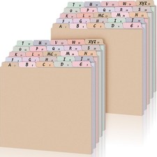 2 Set 50 Pcs Alphabet File Dividers A-z Top Tab Guides Set, Letter Size Filin...