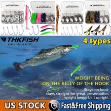 THKFISH 25/30Pcs Fishing Hooks Weighted Swimbait Hooks Twistlock 5Size Bass Hook
