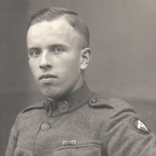 WWI Soldier 3rd Army Patch Ribbon Infantry Collar Disk Real Photo Postcard RPPC