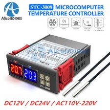 STC-3008 12V/24V 110-220V Dual LED Thermostat Temperature Controller with Probe