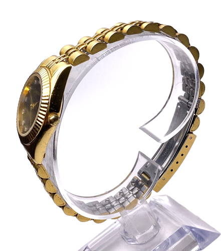 BENRUS VINTAGE LADIES 12 GENUINE DIAMONDS BLACK DIAL GOLD TONE BRACELET ~ RARE! - Picture 6 of 15