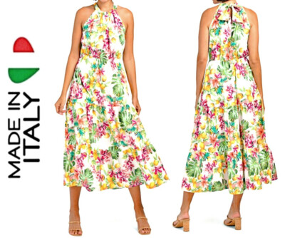 BELLAMBRA Cotton Blend Lemon and Tropical Flowers Tiered