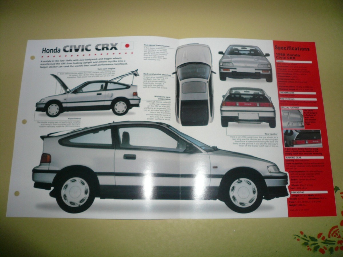 1988 Honda Civic CRX UNIQUE IMP BROCHURE | eBay