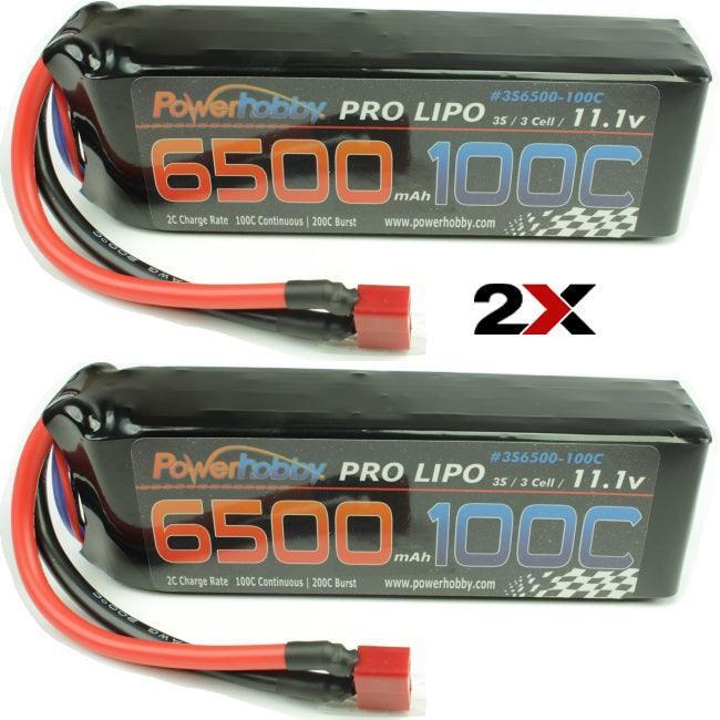 Powerhobby 3S 11.1V 6500mAh 100C Lipo Battery Pack w Deans Plug ( 2 Pack ) 