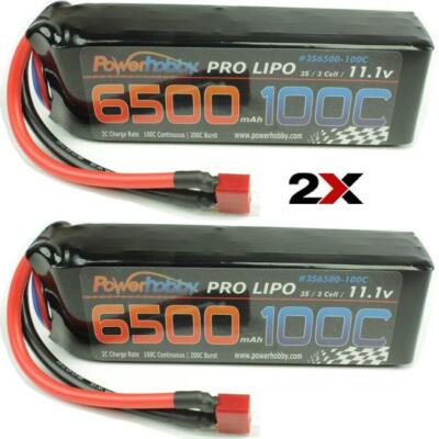 Powerhobby 3S 11.1V 6500mAh 100C Lipo Battery Pack w Deans Plug ( 2 Pack )