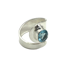 Blue Topaz Gemstone 925 Sterling Silver Handmade Jewelry Ring Gift For Love