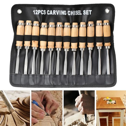 12Pcs Wood Carving Tools Gouges Woodworking Chisels Wood Carving Knifes Set