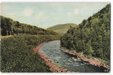 Postcard Nature Scene Mountains in the distance river flowing VTG ME3.