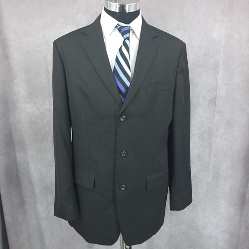Merona Sports Coat Mens 42L Black Blazer Jacket 3 Buttons Single Vented