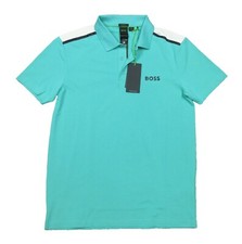 Boss Hugo Boss Men's Blue Paddytech Regular Fit Stretch Short Sleeve Polo Shirt