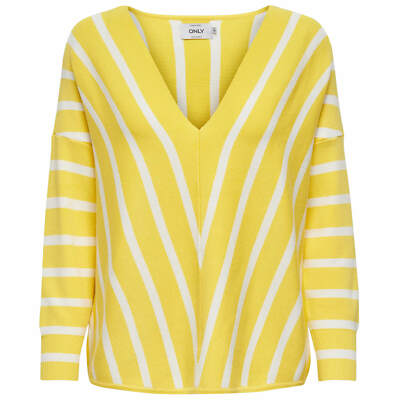 ONLY Damen Feinstrick Pullover Shirt allover Streifen gestreift lässig  onlLAYA