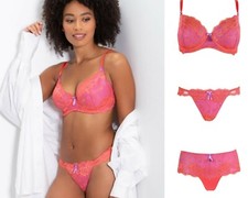 Pour Moi Amour Underwired Bra, Short or Brazilian Brief Orange/Ultraviolet
