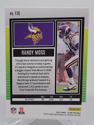 2022 PANINI SCORE RANDY MOSS BASE FOOTBALL CARD VIKINGS NFL