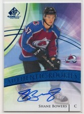 2020 2020-21 SP Game Used Blue Rookie Auto #144 Shane Bowers Colorado Avalanche