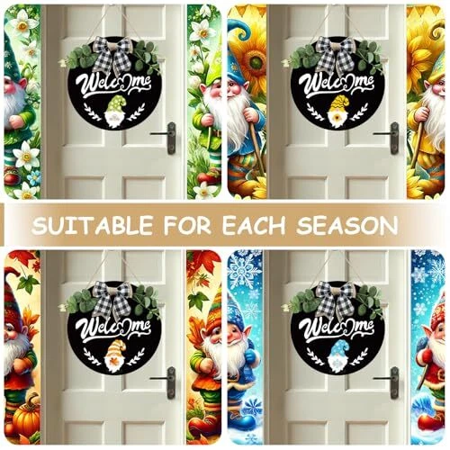 Interchangeable Welcome Sign for Front Door - 12 Inches Seasonal Gnome Decor -  - Image 4 of 4