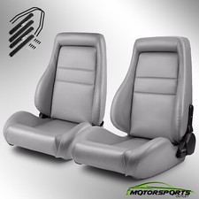 1 Pair Universal Grey Pvc Leather Easy Reclinable Obs Style Seats Car Seats