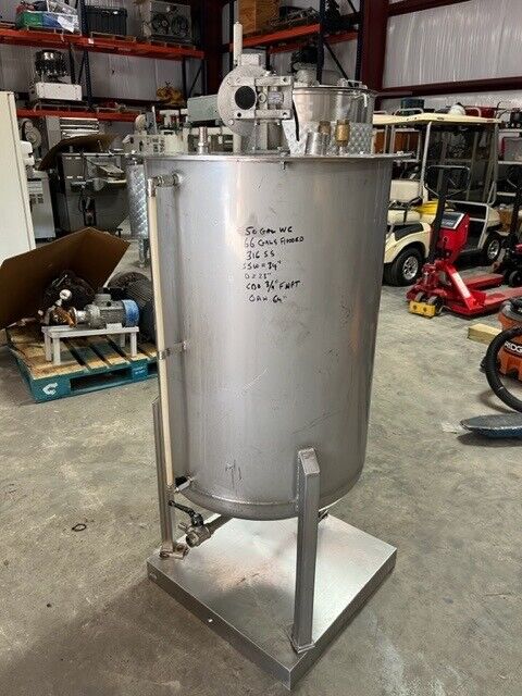 50 Gallon 316 Stainless Steel Mixing Tank W top Mounted 3/4 HP Mixer