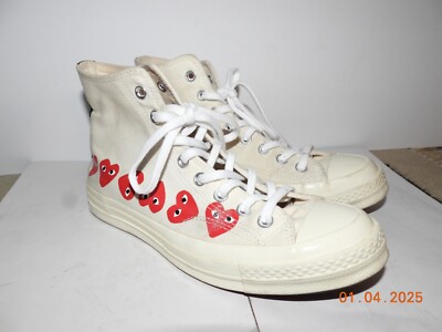 CONVERSE X COMME DES GARCONS PLAY CHUCK 70 Women's Sneakers White Color Size 10