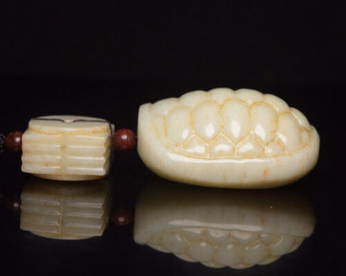 Certified Natural Hetian Jade Hand-carved Tortoise Shell Statue Pendant 4704 - Picture 1 of 9