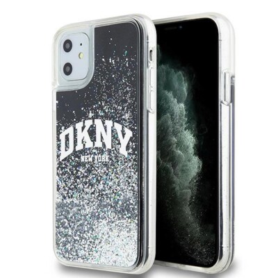 DKNY Liquid Glitter Big Logo Case für Apple iPhone 11 / XR Schwarz / Glitzer